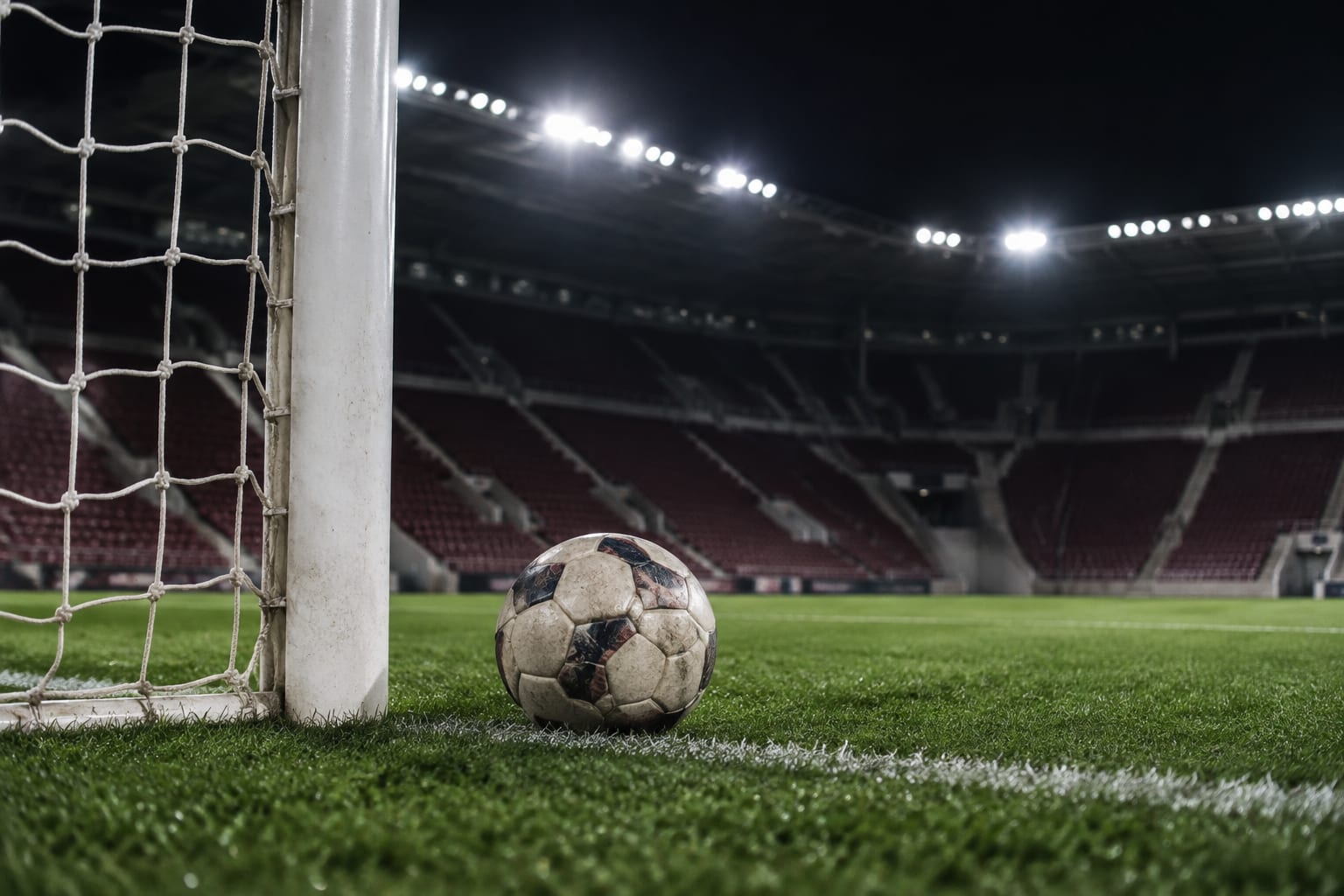 Minge și poartă pe stadion