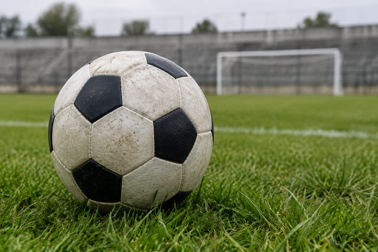 Minge de fotbal pe gazon